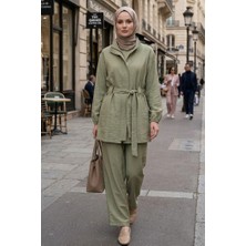 İlkimay.com Gizli Fermuarlı Kuşaklı Ikili Takım 1698 - Haki