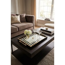 Lüks Gold Detaylı Sunum Tepsisi Siyah