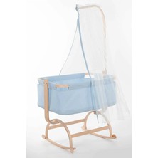 Babycom Vega Naturel Ahşap Sallanır Beşik - Mavi
