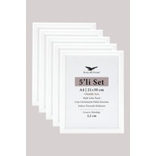 Raven Art Studio 5'li Set - A4 - 21CM x 30CM Hafif  Arka Panel 300 Mikron Şeffaf Pleksiglas Oval Beyaz Fotoğraf Çerçevesi