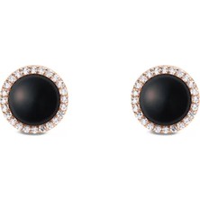 Daniel Wellington Audrey Earrings Black Agathe Rose Gold