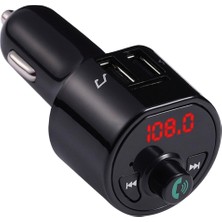 Avcı Teknoloji Market Araç Fm Transmitter Bluetooth Müzik Çalar 3.4A Çift USB Hızlı Şarj Dijital Göstergeli
