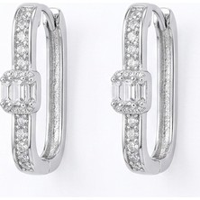 Minimalist Beyaz Taşlı Midi Küpe