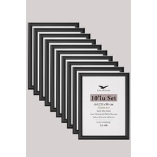 Raven Art Studio 10'lu Set - A4 - 21CM x 30CM Hafif  Arka Panel 300 Mikron Şeffaf Pleksiglas Oval Siyah Fotoğraf Çerçevesi