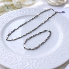 Erkek Çelik Kolye ve Bileklik Set-Sevgili Arkadaş Hediye Aksesuar-Paslanma Kararma Yapmaz