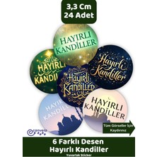 İstisna Hayırlı Kandiller Temalı Yuvarlak Sticker Ürün Ambalaj Paket Zarf Etiketi
