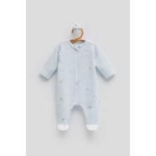 Caramell Jungle Frıends Baskılı Önden Fermuarlı Tulum - Mavi - 50-56 cm Mavi