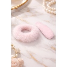Nati Co Premium Pembe Peluş Saç Tokası Ikili Set