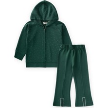 Cigit Fermuarlı Modal Taşlı Takım 3-8 Yaş Yeşil