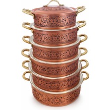 Copper Empire Ultra Lüks 6 Boy Eskitme Dik Tencere. Avangarde 6'lı Bakırtencere
