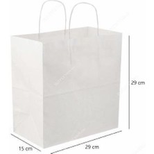Büküm Saplı Beyaz Kağıt Çanta 29X15X29 (25'li)