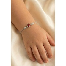 Söğütlü Silver 925 Ayar Gümüş Rodaj Kırmızı Mineli Uğur Böceği Figürlü Çocuk Bileklik SGTL13296RODAJ