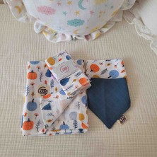 Zed Tasarım Atölyesi Müslin Battaniye Seti- Müslin Battaniye, 3lü Ağız Mendili, 2li Yaka Mendili