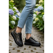 Mia Marya Baskılı Kadın Günlük Sneaker - Işıltılı Nakış Detaylı Rahat Ayakkabı