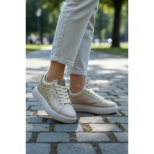 Mia Marya Baskılı Kadın Günlük Sneaker - Işıltılı Nakış Detaylı Rahat Ayakkabı