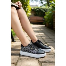 Mia Marya Baskılı Kadın Günlük Sneaker - Işıltılı Nakış Detaylı Rahat Ayakkabı