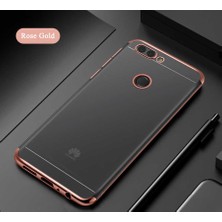 Ceponya Huawei P Smart Kılıf Ince Köşeleri Renkli Şeffaf Silikon