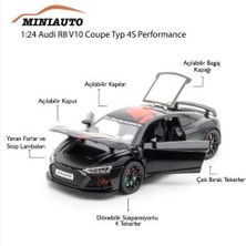 Disney Cars Mınıauto Audi R8 Siyah 1:24 Metal Çek Bırak Kapıları Açılan Sesli Işıklı Araba