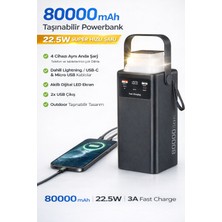 vooka 80000 Mah Hzlı Şarj Özellikli LED Işıklı Powerbank