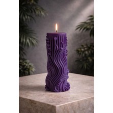 Candle Verdantis, Doğanın Kalbi, Lavanta Kokulu Dekoratif 2 Adet Mor Mum & Kandil