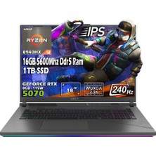Asus Rog Strix G18 G814PP-S9045-GAMING Amd Ryzen 9 8940HX 16GB 1tb SSD RTX5070 Windows 11 Pro 18" Wqxga 240Hz Taşınabilir Bilgisayar