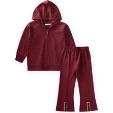 Cigit Fermuarlı Modal Taşlı Takım 3-8 Yaş Bordo