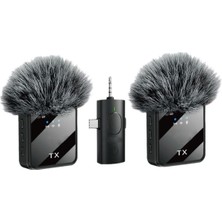 Arell Teknoloji Kablosuz Yaka Mikrofonu Type-C Iphone Aux 2'li Gürültü Engelleyen Profesyonel Ses Kayıt Stüdyo 3in1