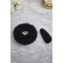 Nati Co Premium Siyah Peluş Saç Tokası Ikili Set