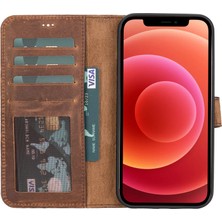 PLM iPhone 12 Pro Max Uyumlu Manyetik Hakiki Deri Cüzdan Kılıf ,cüzdan Taşımaya Son, Kredi Kart Yuvalı