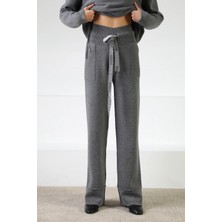 Ferraro Antrasit Beli Kuşaklı Cepli Kaşmirli Kadın Triko Pantolon