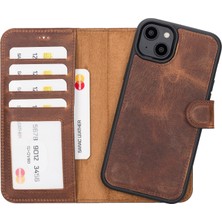 PLM iPhone 14 Plus Uyumlu Manyetik Hakiki Deri Cüzdan Kılıf ,cüzdan Taşımaya Son, Kredi Kart Yuvalı