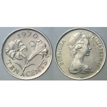 Banknoting Bermuda 10 Cent 1979 Bermuda Zambağı Temalı. Kraliçe Iı. Elizabeth.