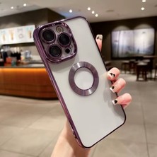 Epro iPhone 15 Pro Kamera Lens Koruyuculu Magsafe Şarj Özellikli Arkası Şeffaf Yanları Renkli Kılıf
