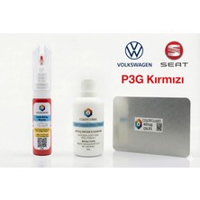 COLORGUARD Volkswagen Seat LP3G Kırmızı Rötuş Seti - 2 si 1 Arada İğne ve Fırça Uçlu Şişe, Solüsyon ve Rötuş Çeliği