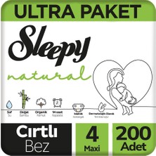 Sleepy 4 Beden Natural Bebek Bezi Ultra Paket 100X2 200 Adet