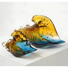 Felis Arte Dekoratif Cam Deniz Kabuğu Set , El Yapımı , Glass Art , Gradyan Renk Geçişi (Amber - Mavi)