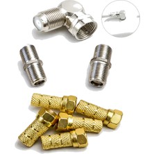 Anktek 1 Adet L Konnektör Çevirmeli + 2 Adet F Ara Konnektör + 5 Gold F Konnektör