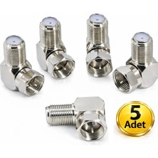 Vwin 5 Adet L Tipi Konnektör Adaptör 90 Derece Çevirmeli Rg6 Tv Uydu Cvtv