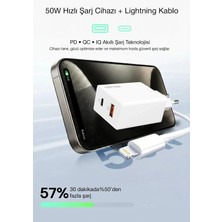 Kensa 50W Pd Hızlı Şarj Başlığı + Usb-C To Lightning Kablo – iPhone Uyumlu, Akıllı Güvenlik Çipli