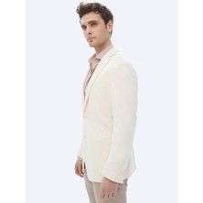 Ekru Düz Modern Fit Örme Ceket