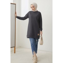 İlkimay.com Armalı Yırtmaç Detay Tunik 1665 - Antrasit