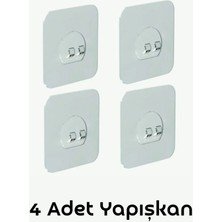Banio Home Su Geçirmez Askı Güçlü Kendinden Yapışkanlı Kancalar Banyo Rafı 4 Adet