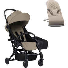 Babybjörn Bliss Ana Kucağı Woven Sand Grey & Bumprider Connect³ Bebek Arabası Black-Sand - Yan Düzenleyici Çanta