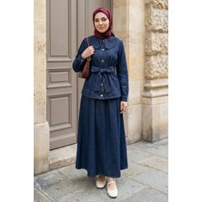 inStyle Bebe Yaka Etekli Koyu Mavi Kot Takım