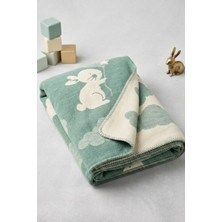 Lorvian Noletti Pamuklu Tavşan Desenli Yumuşak Bebek Battaniyesi