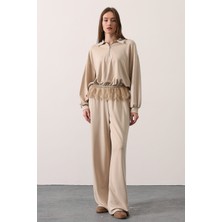 Cemo Kadın Kare Yaka Ekose Desenli Kemer Detaylı Uzun Kollu Midi Elbise