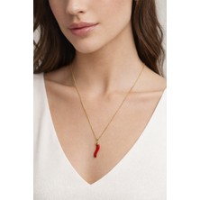 kubotique Kırmızı Biber Kolye | Şans Uğuru Nazarlık Takı | Kadın Chili Charm Kolye