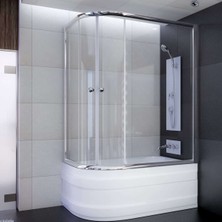 Sırduş 150X100 Sır-Lüks Asimetrik Küvet Üstü Duşakabin Sol