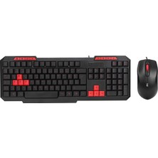 MiraLive USB Kablolu Klavye - Mouse Set Kırmızı Tuşlu Q Klavye 1600DPI Mouse (4887)