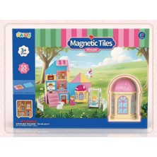 Aksoy Toys Magnetic Tiles House 55 Parça Renkli Manyetik Yapı Seti